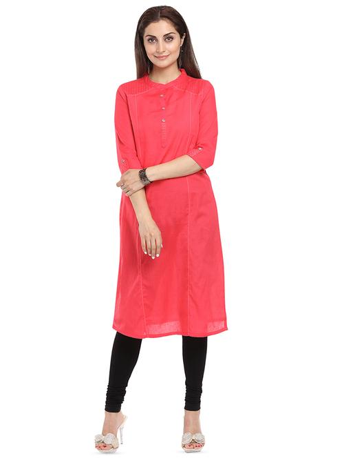 pintucks solid straight kurta - 15934458 - Standard Image - 1