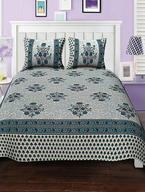 cotton bed sheet with 2 pillow covers - 15934487 - Standard Image - 1