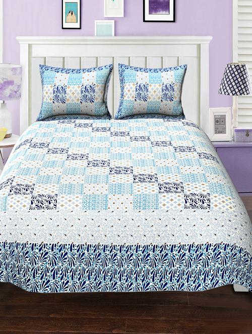 cotton bed sheet with 2 pillow covers - 15934501 - Standard Image - 1