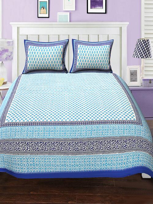 cotton bed sheet with 2 pillow covers - 15934507 - Standard Image - 1