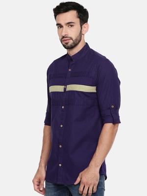 blue cotton casual shirt - 15934605 - Standard Image - 2