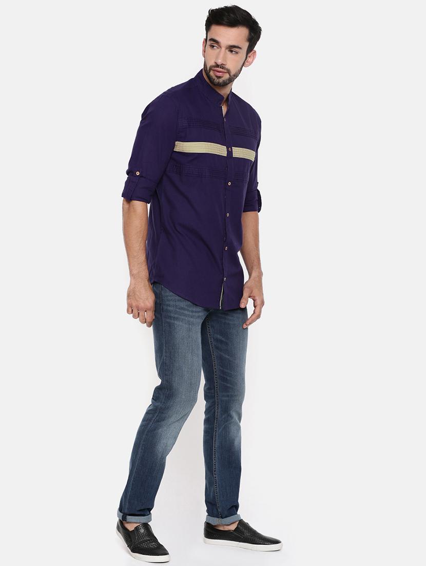 blue cotton casual shirt - 15934605 - Zoom Image - 4