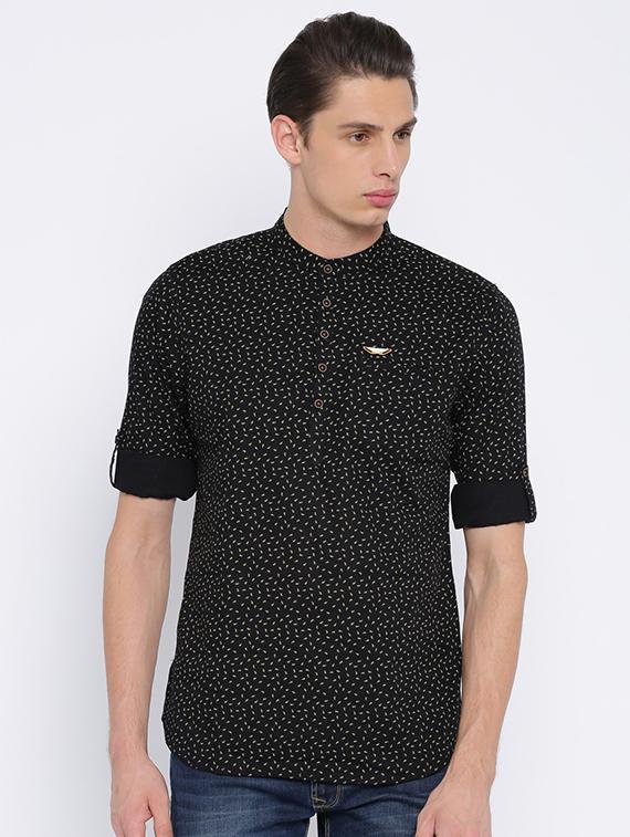 black cotton short kurta - 15934617 - Zoom Image - 1