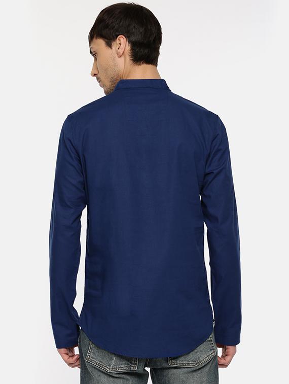 blue cotton short kurta - 15934629 - Zoom Image - 3