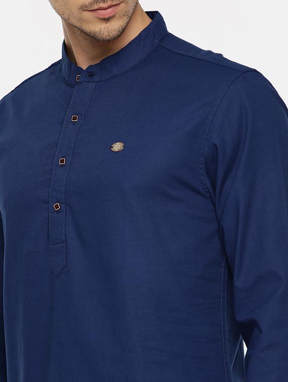 blue cotton short kurta - 15934629 - Zoom Image - 5
