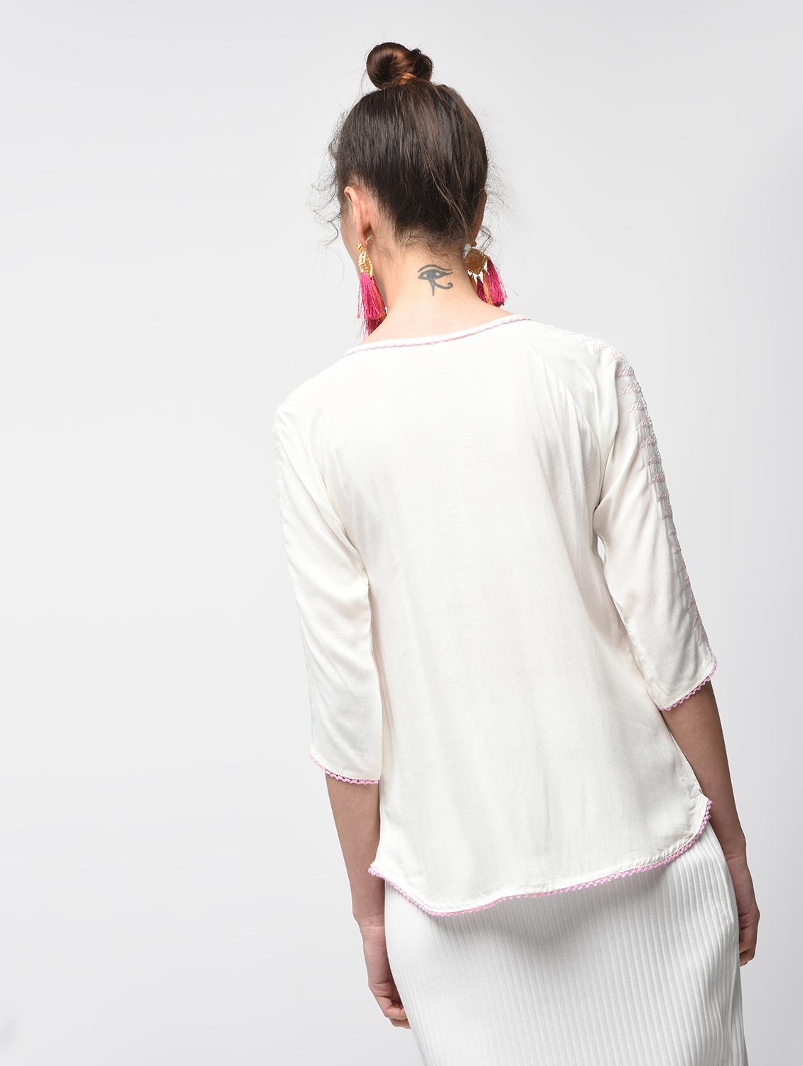 tassel tie up curved hem top - 15934700 - Zoom Image - 3