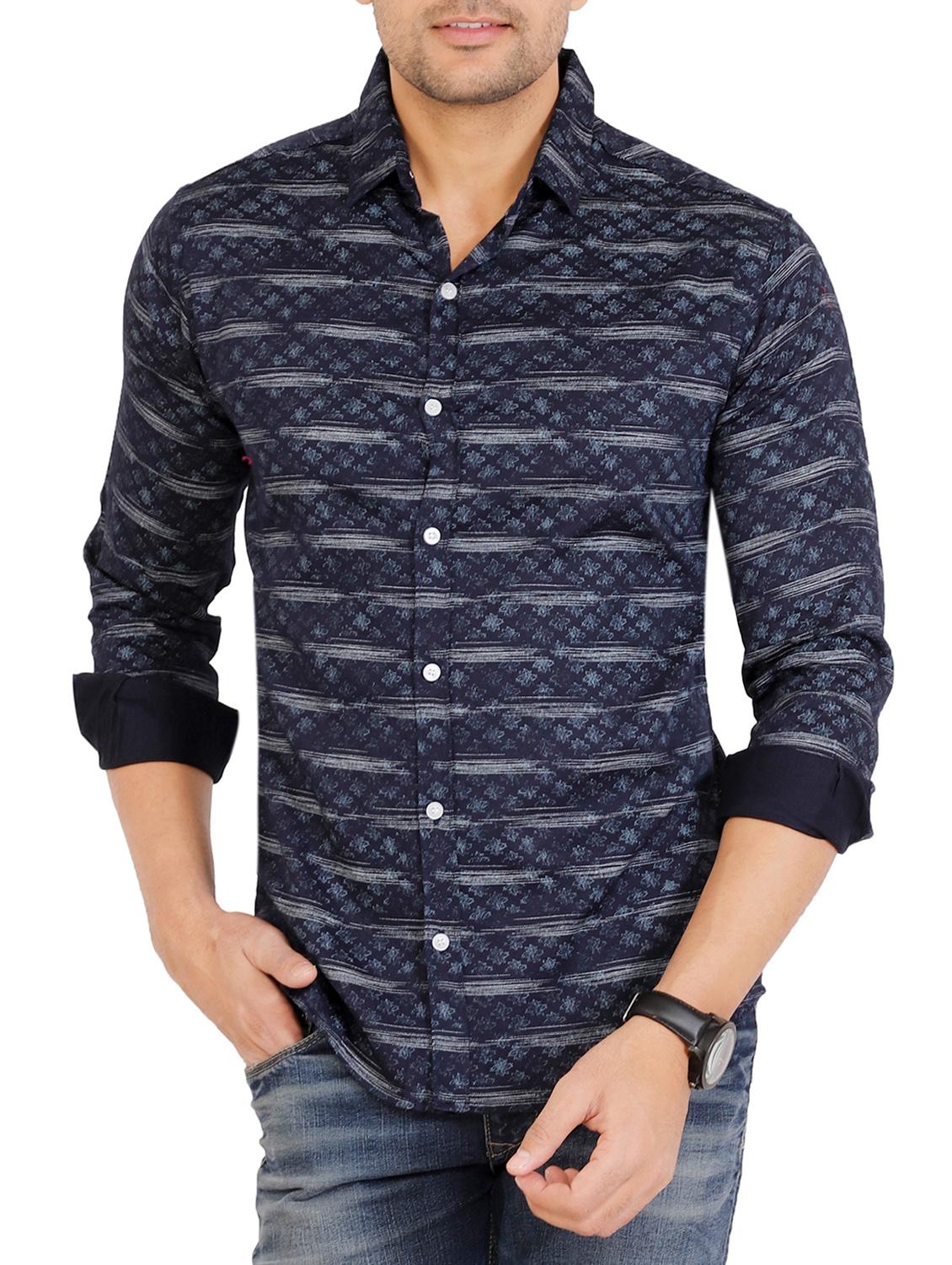 navy blue printed casual shirt - 15934712 - Zoom Image - 1