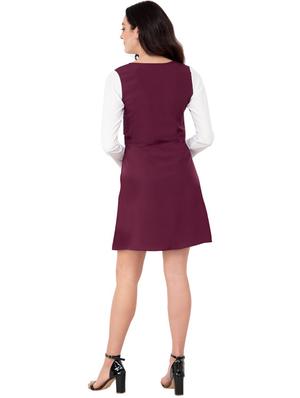 contrast paneled a-line dress - 15934874 - Standard Image - 3