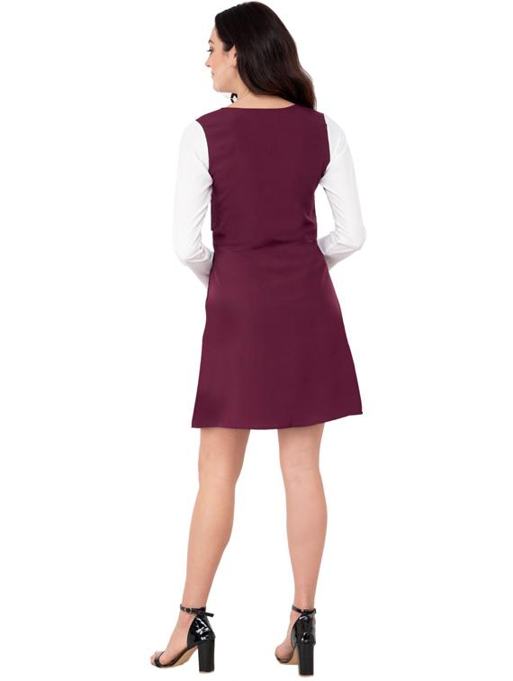 contrast paneled a-line dress - 15934874 - Zoom Image - 3