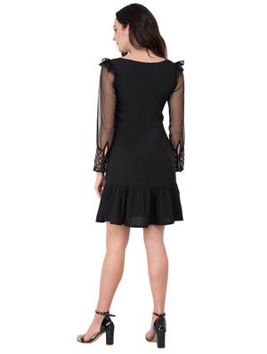 lace paneled sheer sleeved dress - 15934885 - Standard Image - 3