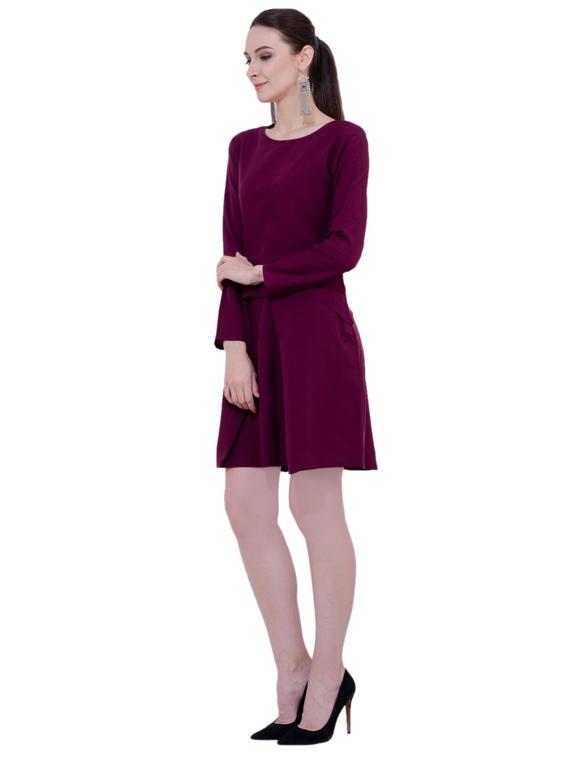 pleat detail layered a-line dress - 15934890 - Zoom Image - 2