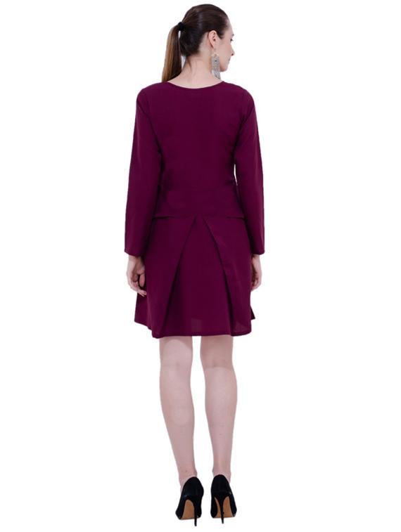 pleat detail layered a-line dress - 15934890 - Zoom Image - 3