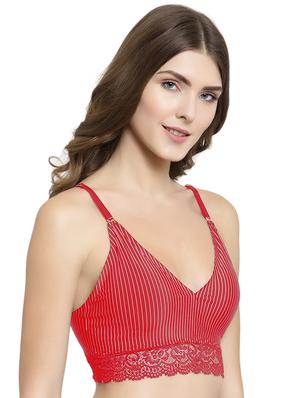 lace detail striped bralette - 15935100 - Standard Image - 2