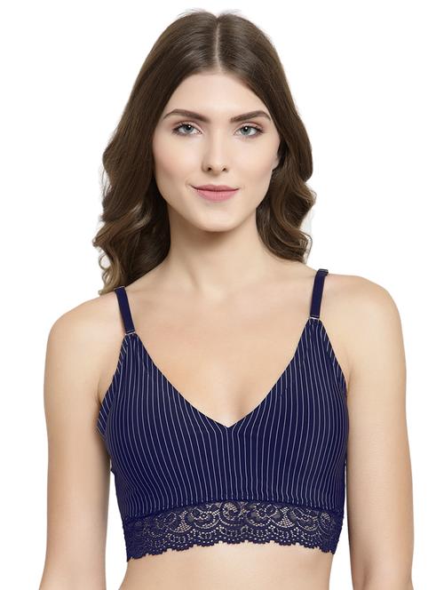 lace detail striped bralette - 15935101 - Standard Image - 1