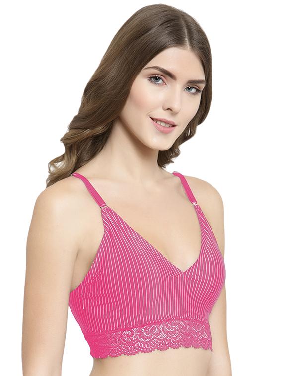 lace detail striped bralette - 15935102 - Zoom Image - 2