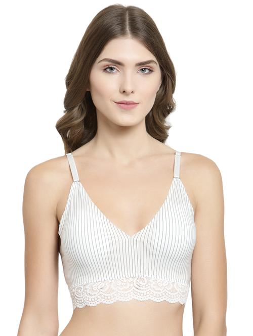 lace detail striped bralette - 15935104 - Standard Image - 1