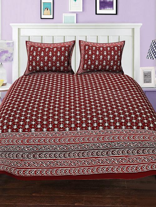 cotton bed sheet with 2 pillow covers - 15935312 - Standard Image - 1