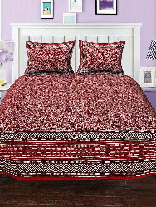 cotton bed sheet with 2 pillow covers - 15935322 - Standard Image - 1