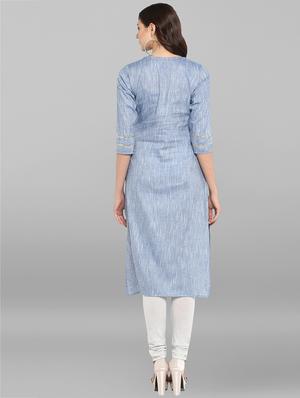 textured straight kurta with tassels - 15935920 - Standard Image - 3