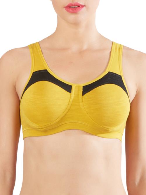yellow contrast panel sports bra - 15936017 - Standard Image - 1