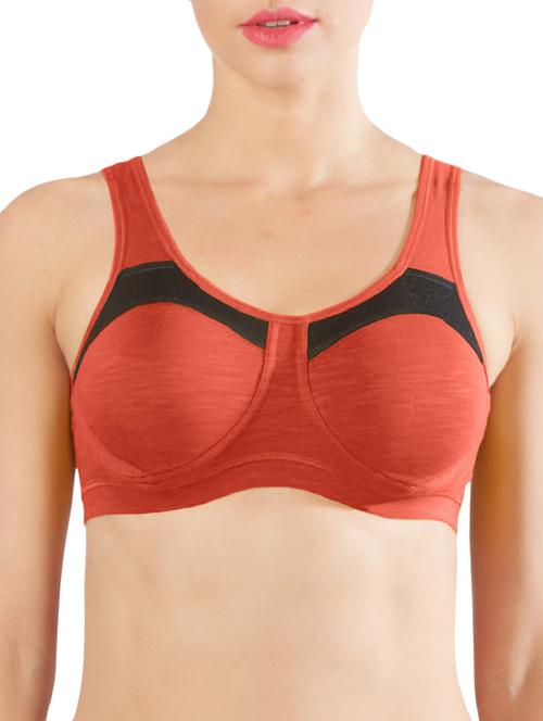 red contrast panel sports bra - 15936018 - Standard Image - 1