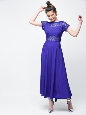 lace insert bow detail maxi dress - 15936490 - Standard Image - 2