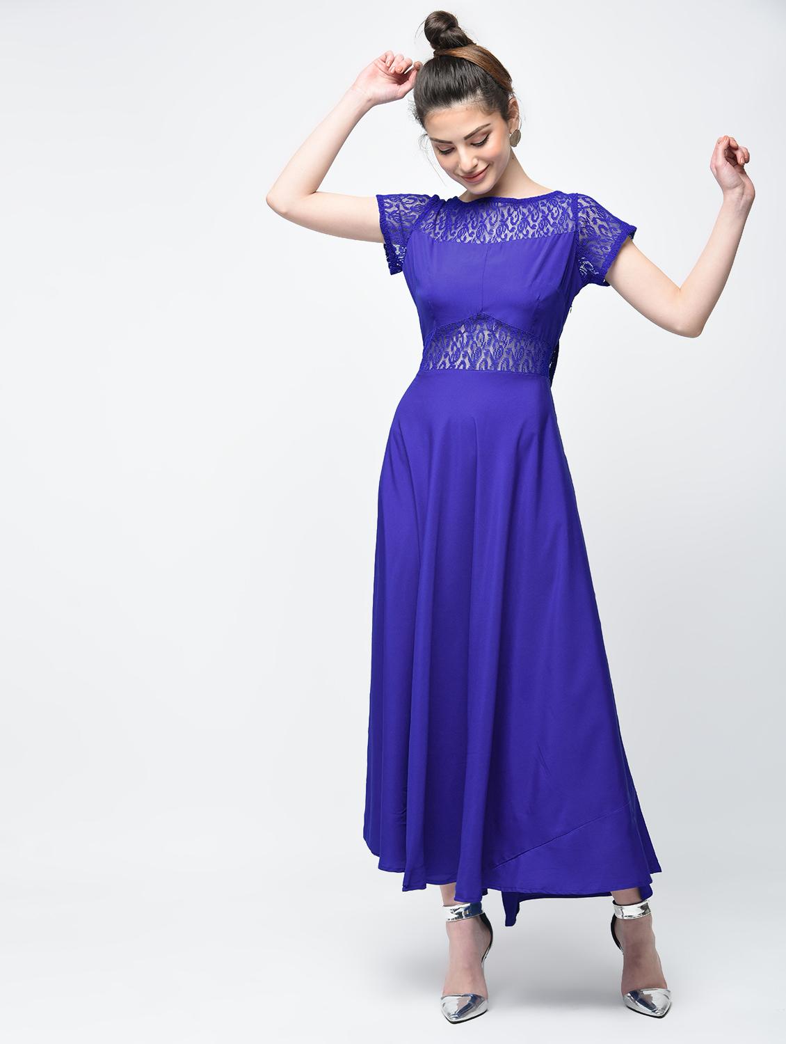 lace insert bow detail maxi dress - 15936490 - Zoom Image - 2
