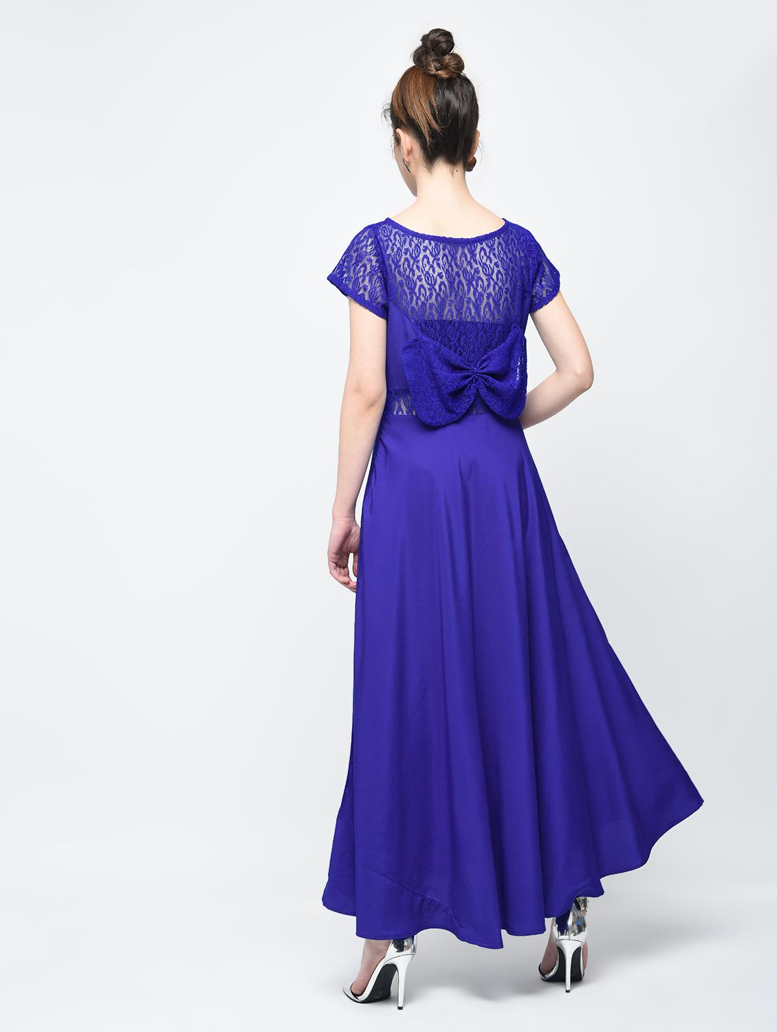 lace insert bow detail maxi dress - 15936490 - Zoom Image - 4