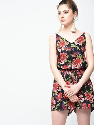 drawstring waist floral romper - 15936491 - Standard Image - 2