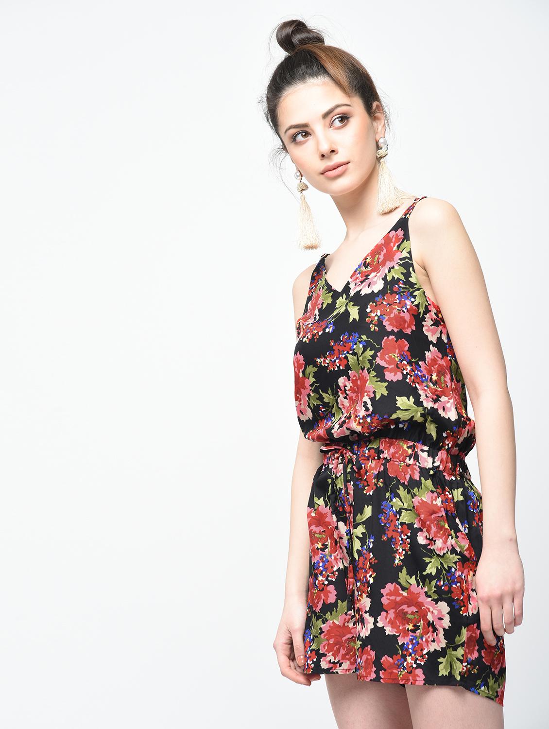 drawstring waist floral romper - 15936491 - Zoom Image - 3