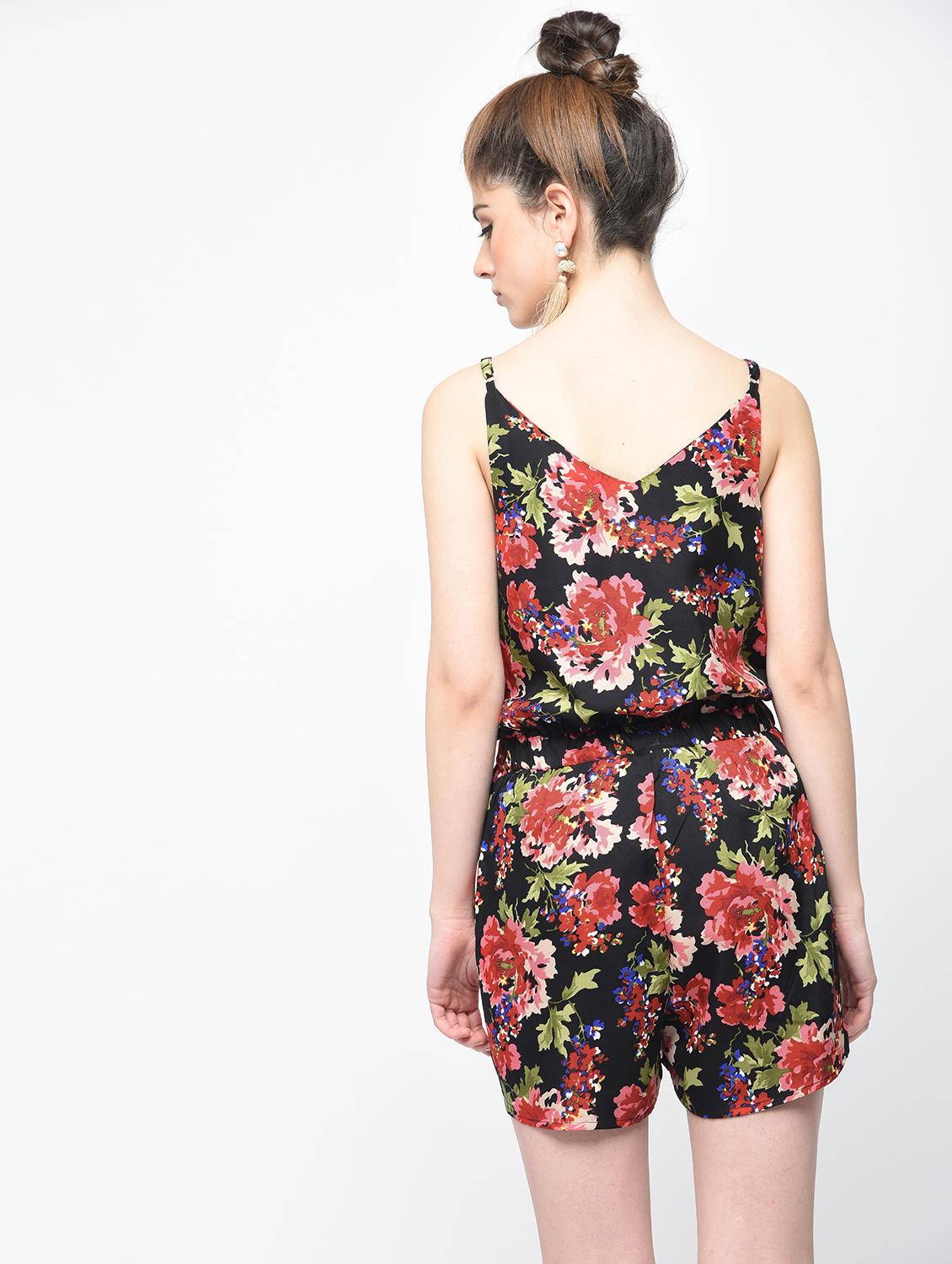 drawstring waist floral romper - 15936491 - Zoom Image - 4