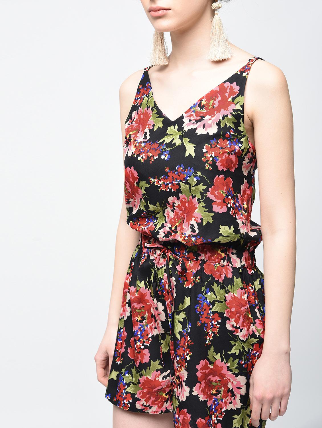 drawstring waist floral romper - 15936491 - Zoom Image - 5