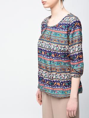 pleated round neck top - 15936497 - Standard Image - 5