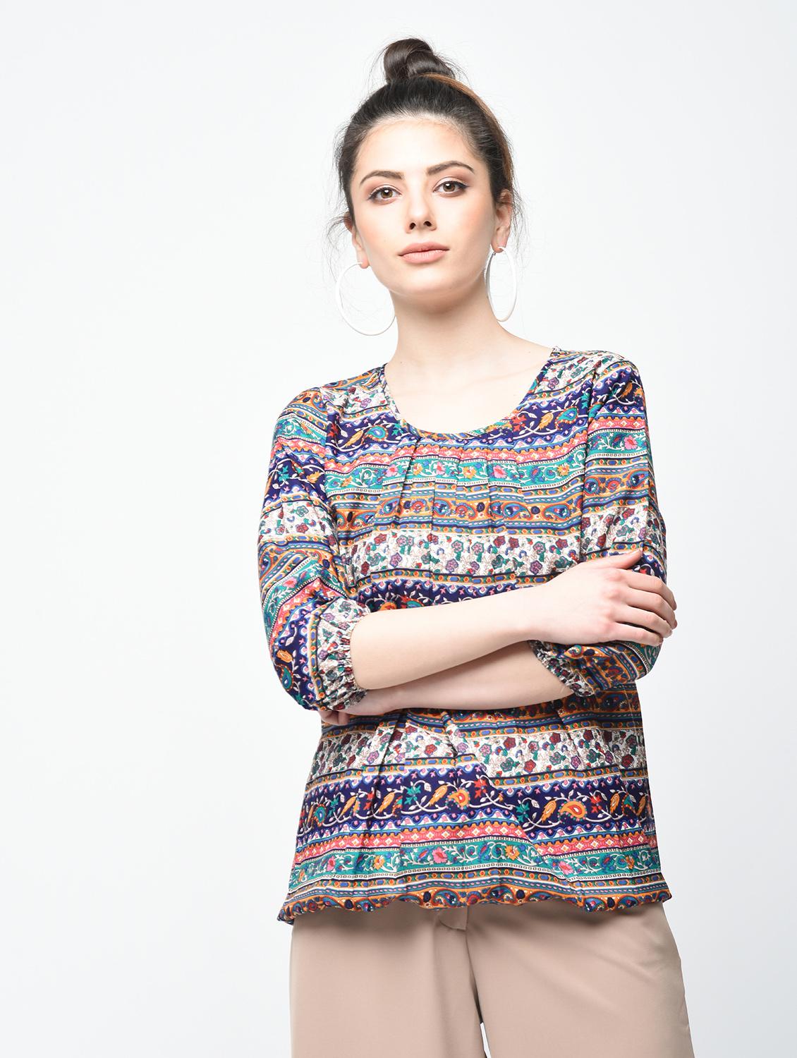 pleated round neck top - 15936497 - Zoom Image - 2