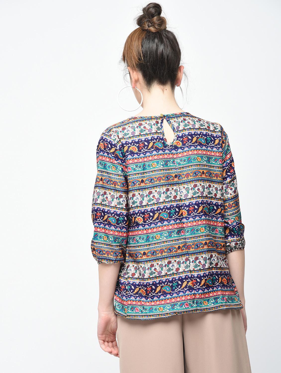 pleated round neck top - 15936497 - Zoom Image - 3