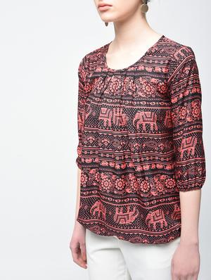 pleated neck blouson top - 15936499 - Standard Image - 5
