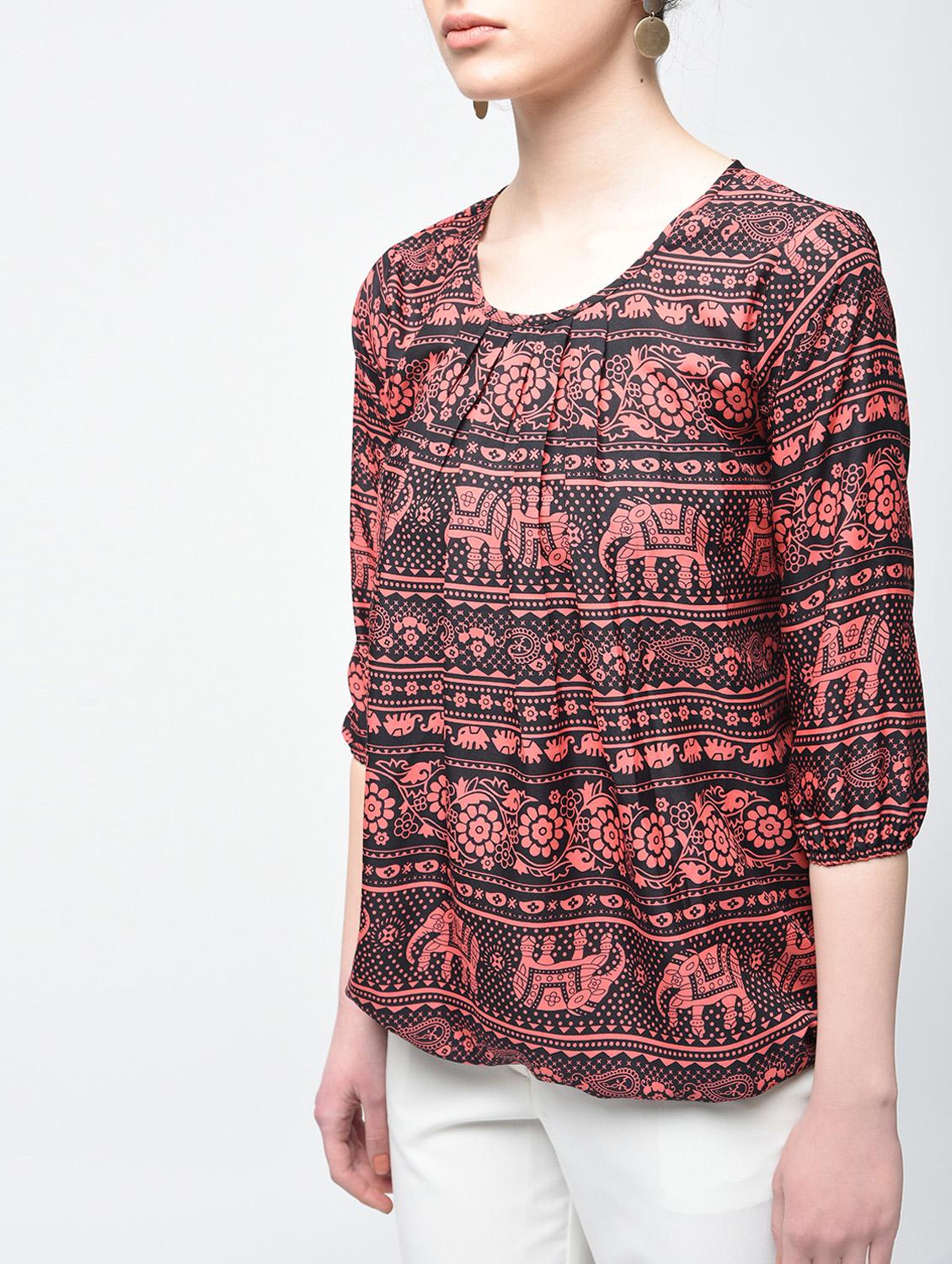 pleated neck blouson top - 15936499 - Zoom Image - 5