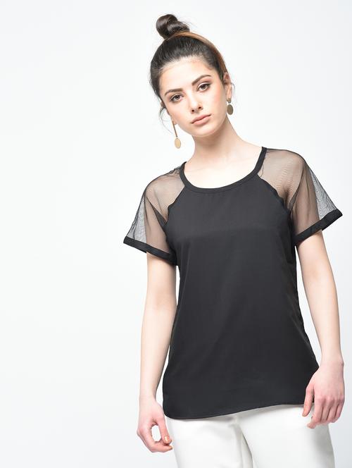 sheer raglan sleeved top - 15936501 - Standard Image - 1