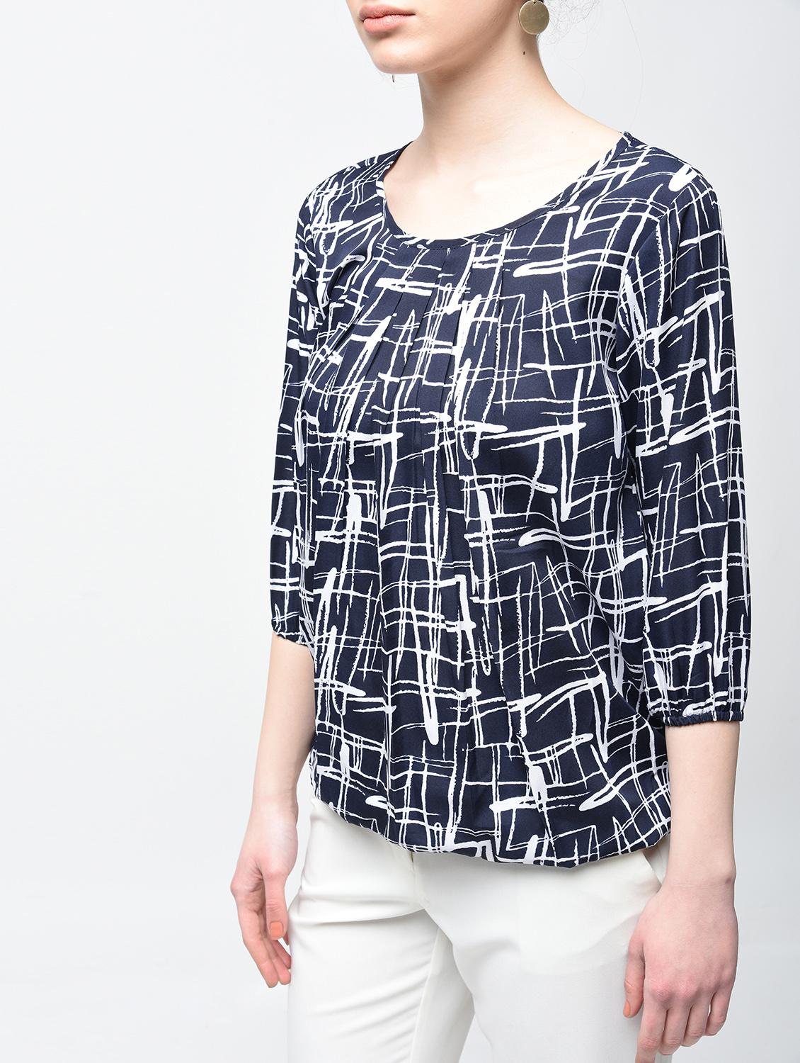 pleated neck abstract blouson top - 15936505 - Zoom Image - 5