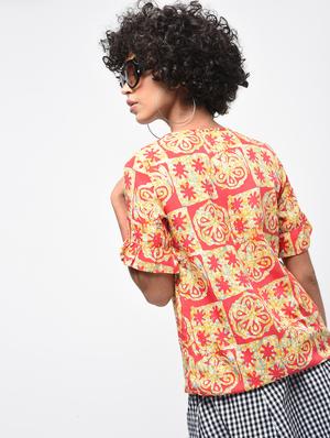 short sleeved blouson top - 15936512 - Standard Image - 3