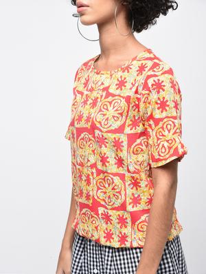 short sleeved blouson top - 15936512 - Standard Image - 5