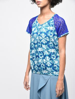 lace sleeved tied and dyed blouson top - 15936513 - Standard Image - 5
