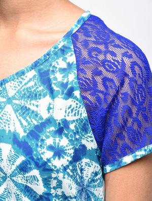 lace sleeved tied and dyed blouson top - 15936513 - Standard Image - 6