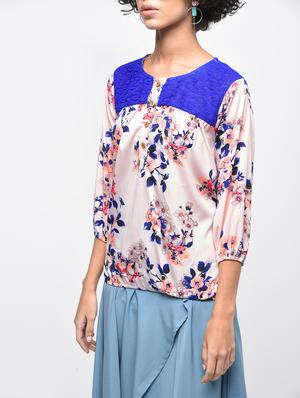 lace detail floral blouson top - 15936514 - Standard Image - 5