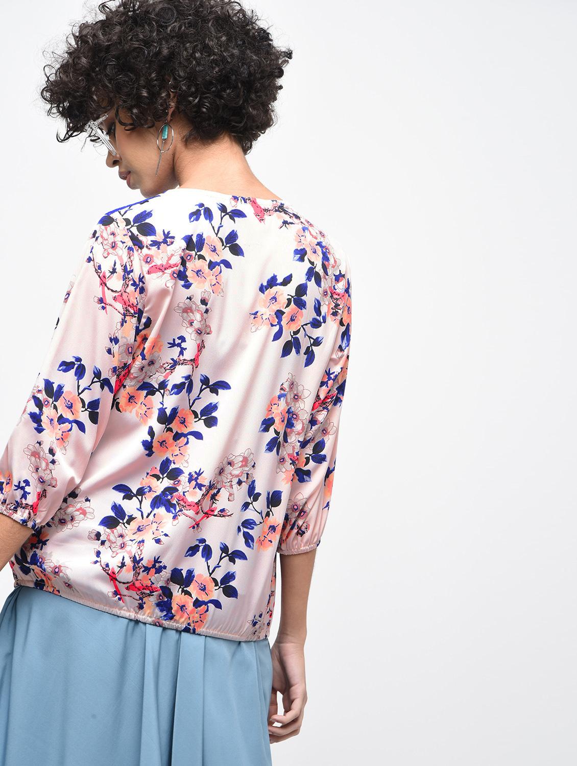 lace detail floral blouson top - 15936514 - Zoom Image - 4