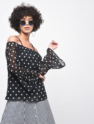 cold shoulder polka dots top - 15936516 - Standard Image - 3