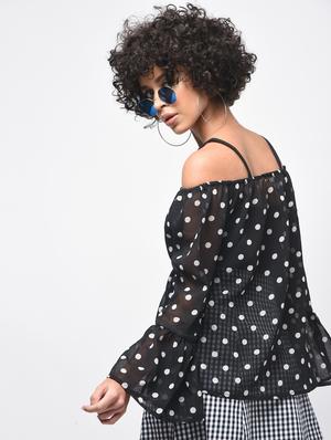 cold shoulder polka dots top - 15936516 - Standard Image - 4