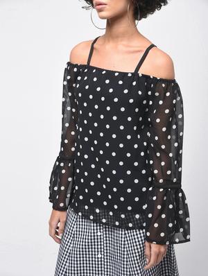 cold shoulder polka dots top - 15936516 - Standard Image - 5