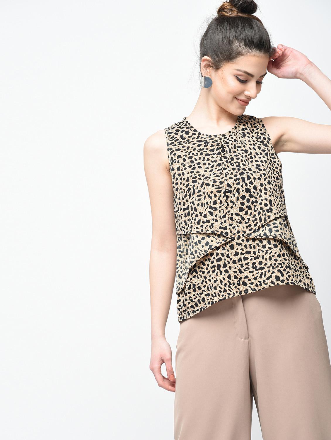 animal print layered top - 15936517 - Zoom Image - 1