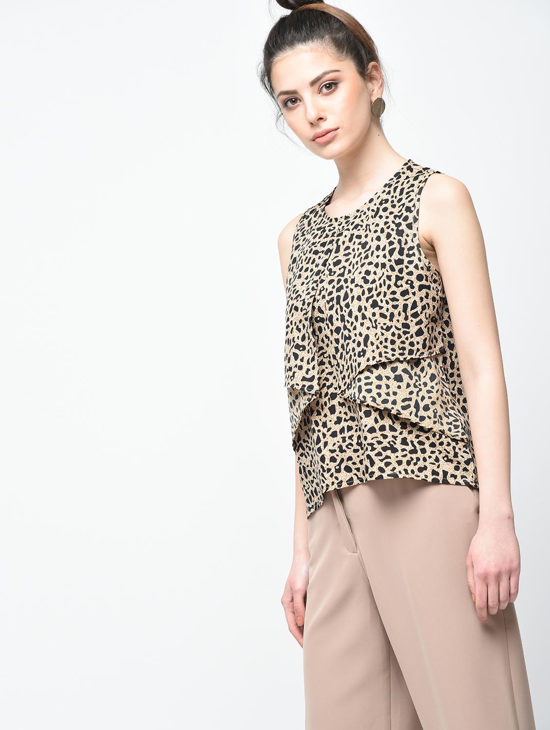 animal print layered top - 15936517 - Zoom Image - 2